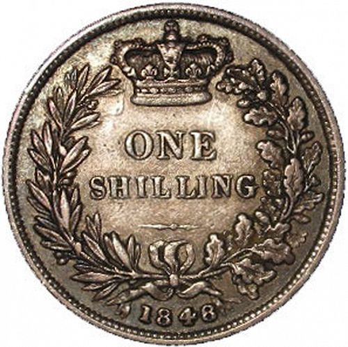 Shilling Reverse Image minted in UNITED KINGDOM in 1848 (1837-01  -  Victoria)  - The Coin Database
