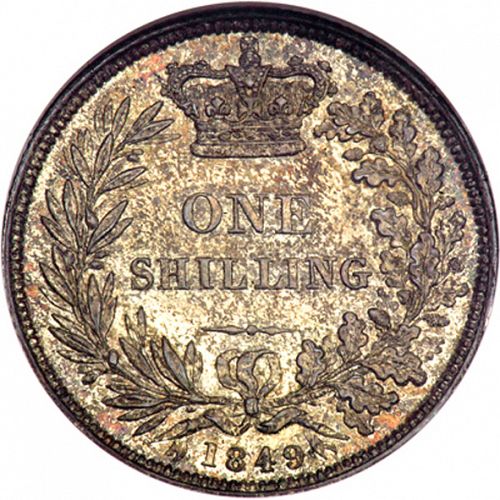 Shilling Reverse Image minted in UNITED KINGDOM in 1849 (1837-01  -  Victoria)  - The Coin Database