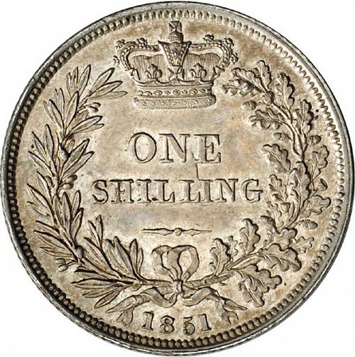 Shilling Reverse Image minted in UNITED KINGDOM in 1851 (1837-01  -  Victoria)  - The Coin Database