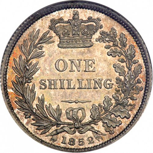 Shilling Reverse Image minted in UNITED KINGDOM in 1852 (1837-01  -  Victoria)  - The Coin Database