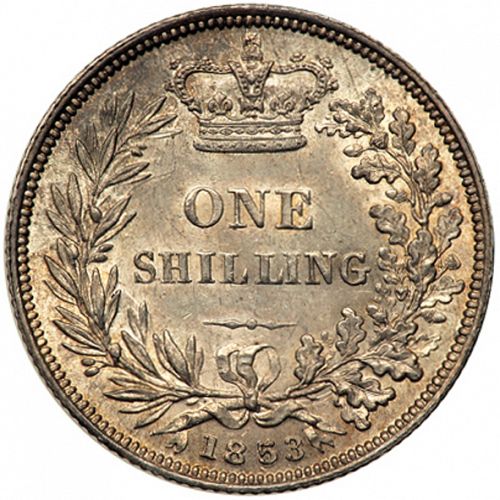 Shilling Reverse Image minted in UNITED KINGDOM in 1853 (1837-01  -  Victoria)  - The Coin Database