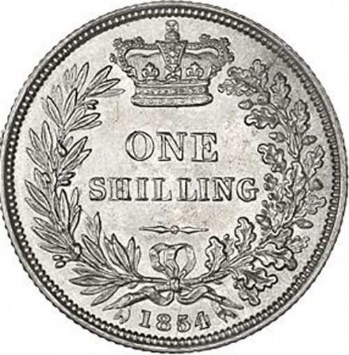 Shilling Reverse Image minted in UNITED KINGDOM in 1854 (1837-01  -  Victoria)  - The Coin Database