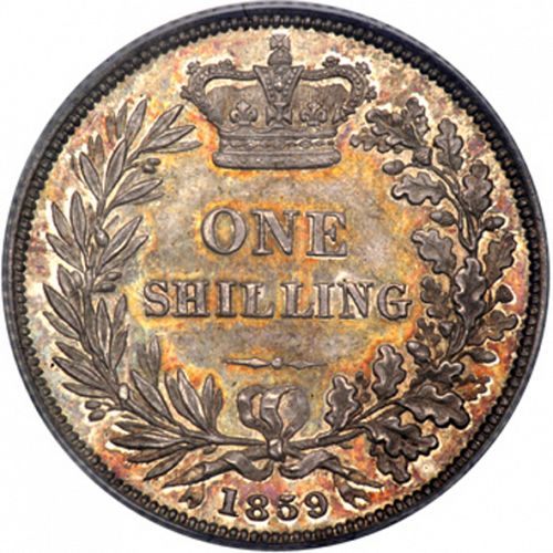 Shilling Reverse Image minted in UNITED KINGDOM in 1859 (1837-01  -  Victoria)  - The Coin Database