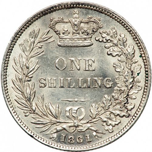 Shilling Reverse Image minted in UNITED KINGDOM in 1861 (1837-01  -  Victoria)  - The Coin Database