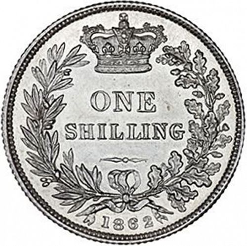 Shilling Reverse Image minted in UNITED KINGDOM in 1862 (1837-01  -  Victoria)  - The Coin Database
