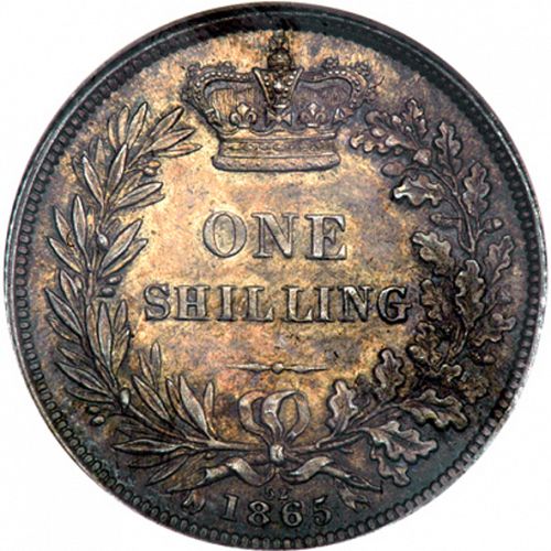 Shilling Reverse Image minted in UNITED KINGDOM in 1865 (1837-01  -  Victoria)  - The Coin Database