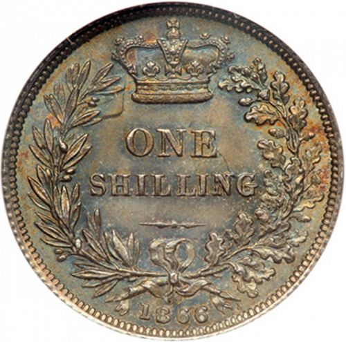 Shilling Reverse Image minted in UNITED KINGDOM in 1866 (1837-01  -  Victoria)  - The Coin Database