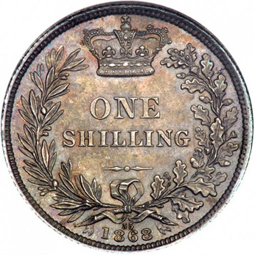 Shilling Reverse Image minted in UNITED KINGDOM in 1868 (1837-01  -  Victoria)  - The Coin Database
