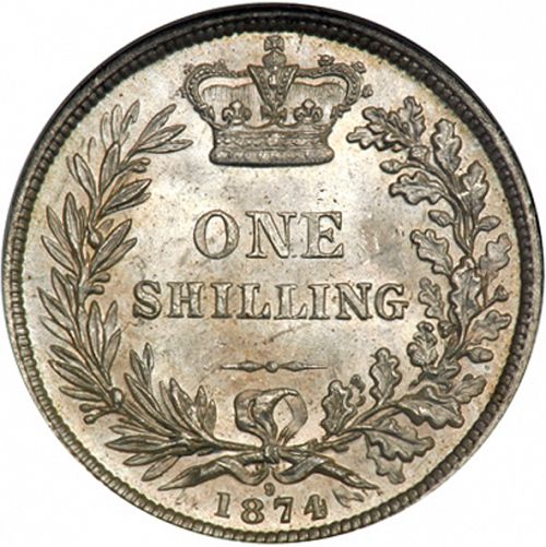 Shilling Reverse Image minted in UNITED KINGDOM in 1874 (1837-01  -  Victoria)  - The Coin Database
