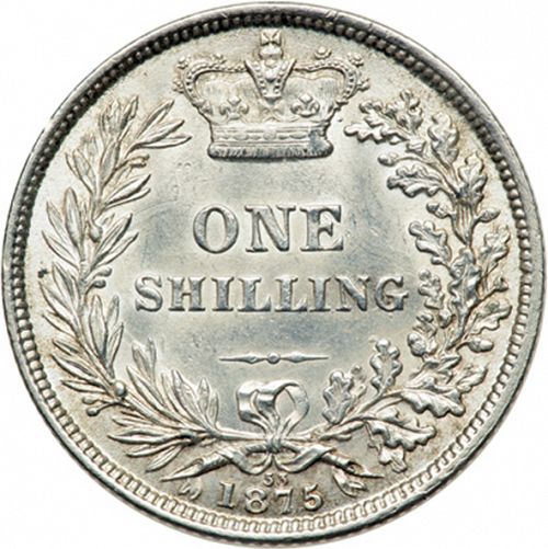 Shilling Reverse Image minted in UNITED KINGDOM in 1875 (1837-01  -  Victoria)  - The Coin Database