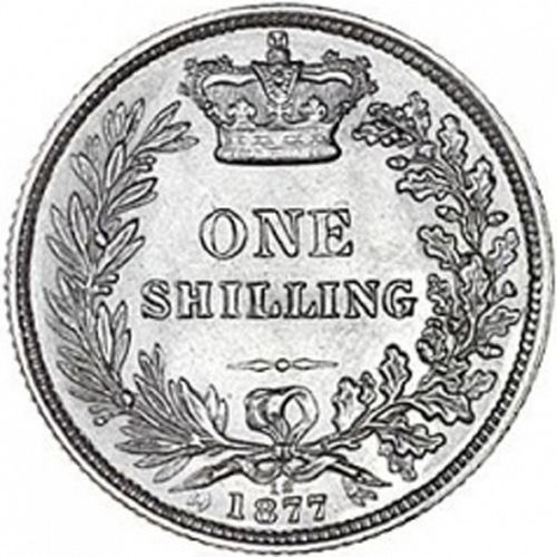 Shilling Reverse Image minted in UNITED KINGDOM in 1877 (1837-01  -  Victoria)  - The Coin Database