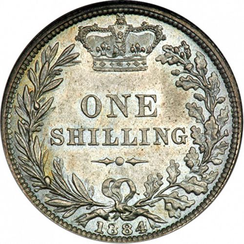 Shilling Reverse Image minted in UNITED KINGDOM in 1884 (1837-01  -  Victoria)  - The Coin Database