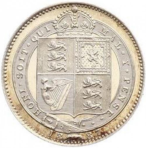 Shilling Reverse Image minted in UNITED KINGDOM in 1887 (1837-01  -  Victoria)  - The Coin Database