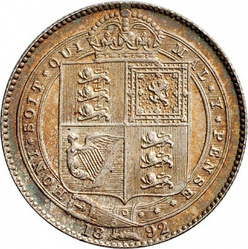 Shilling Reverse Image minted in UNITED KINGDOM in 1892 (1837-01  -  Victoria)  - The Coin Database