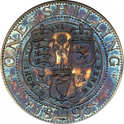 Shilling Reverse Image minted in UNITED KINGDOM in 1893 (1837-01  -  Victoria)  - The Coin Database