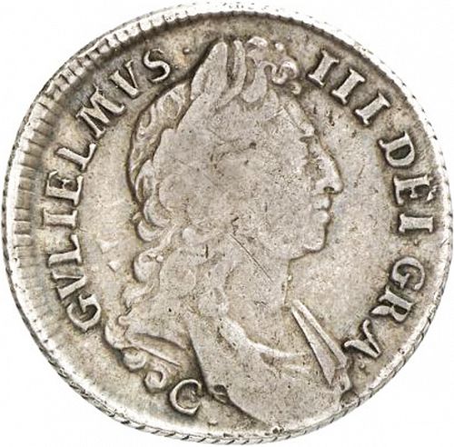Shilling Obverse Image minted in UNITED KINGDOM in 1696C (1694-01 - William III)  - The Coin Database