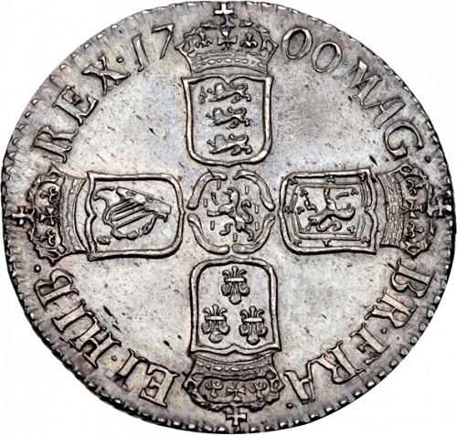 Shilling Reverse Image minted in UNITED KINGDOM in 1700 (1694-01 - William III)  - The Coin Database