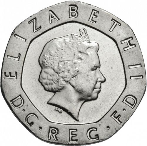 20p Obverse Image minted in UNITED KINGDOM in 2008 (1971-up  -  Elizabeth II - Decimal Coinage)  - The Coin Database