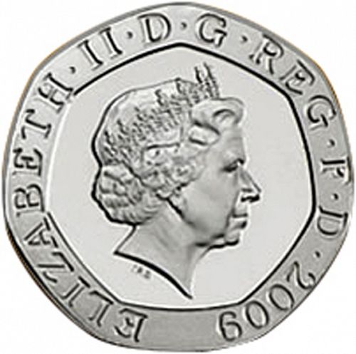 20p Obverse Image minted in UNITED KINGDOM in 2009 (1971-up  -  Elizabeth II - Decimal Coinage)  - The Coin Database
