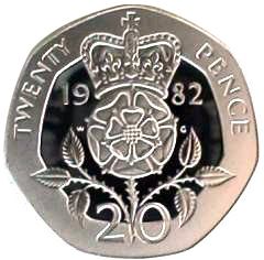 20p Reverse Image minted in UNITED KINGDOM in 1982 (1971-up  -  Elizabeth II - Decimal Coinage)  - The Coin Database