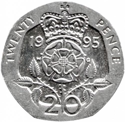 20p Reverse Image minted in UNITED KINGDOM in 1995 (1971-up  -  Elizabeth II - Decimal Coinage)  - The Coin Database