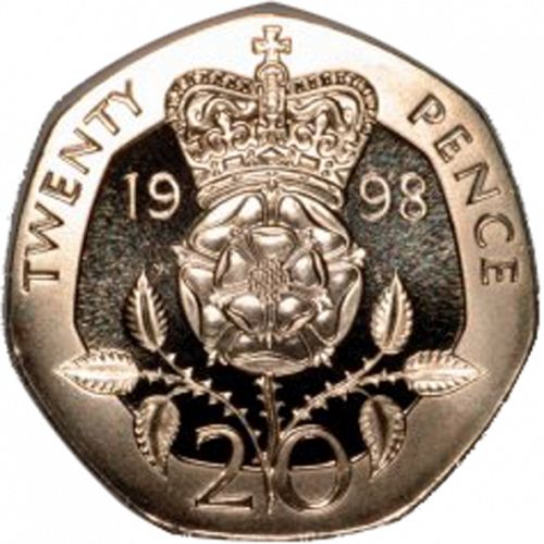 20p Reverse Image minted in UNITED KINGDOM in 1998 (1971-up  -  Elizabeth II - Decimal Coinage)  - The Coin Database