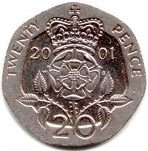 20p Reverse Image minted in UNITED KINGDOM in 2001 (1971-up  -  Elizabeth II - Decimal Coinage)  - The Coin Database