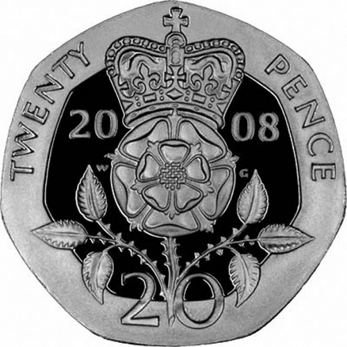 20p Reverse Image minted in UNITED KINGDOM in 2008 (1971-up  -  Elizabeth II - Decimal Coinage)  - The Coin Database