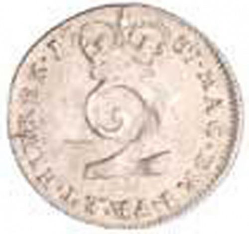 Twopence Reverse Image minted in UNITED KINGDOM in 1737 (1727-60 - George II)  - The Coin Database