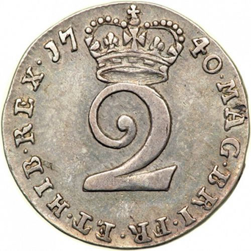 Twopence Reverse Image minted in UNITED KINGDOM in 1740 (1727-60 - George II)  - The Coin Database