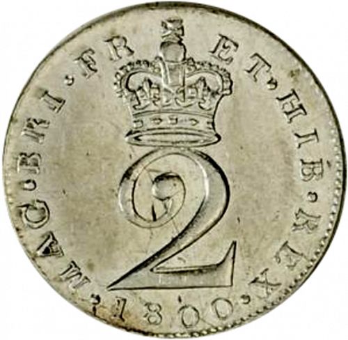 Twopence Obverse Image minted in UNITED KINGDOM in 1800 (1760-20 - George III)  - The Coin Database