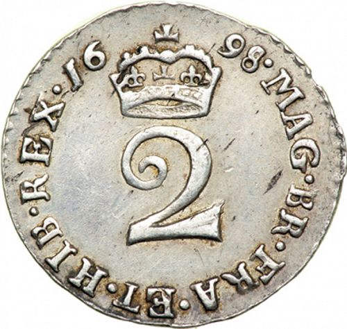Twopence Reverse Image minted in UNITED KINGDOM in 1698 (1694-01 - William III)  - The Coin Database