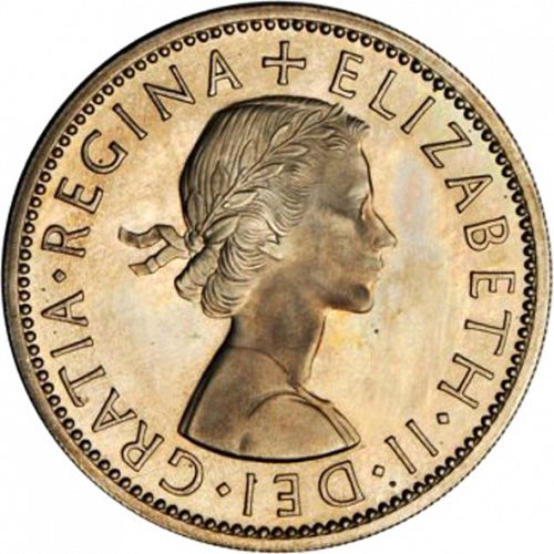 Florin Obverse Image minted in UNITED KINGDOM in 1957 (1953-70  -  Elizabeth II)  - The Coin Database