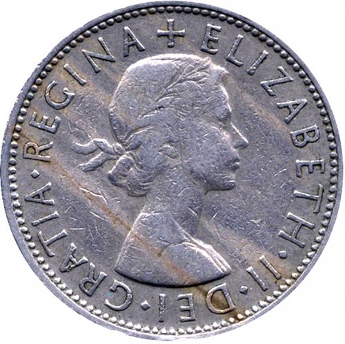 Florin Obverse Image minted in UNITED KINGDOM in 1961 (1953-70  -  Elizabeth II)  - The Coin Database