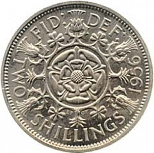 Florin Reverse Image minted in UNITED KINGDOM in 1956 (1953-70  -  Elizabeth II)  - The Coin Database