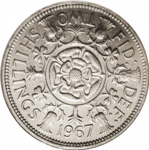 Florin Reverse Image minted in UNITED KINGDOM in 1967 (1953-70  -  Elizabeth II)  - The Coin Database
