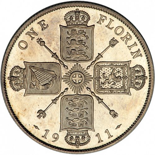 Florin Reverse Image minted in UNITED KINGDOM in 1911 (1910-36  -  George V)  - The Coin Database