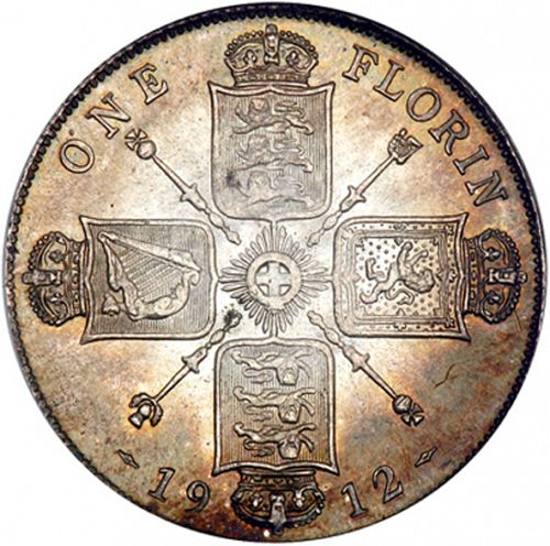 Florin Reverse Image minted in UNITED KINGDOM in 1912 (1910-36  -  George V)  - The Coin Database