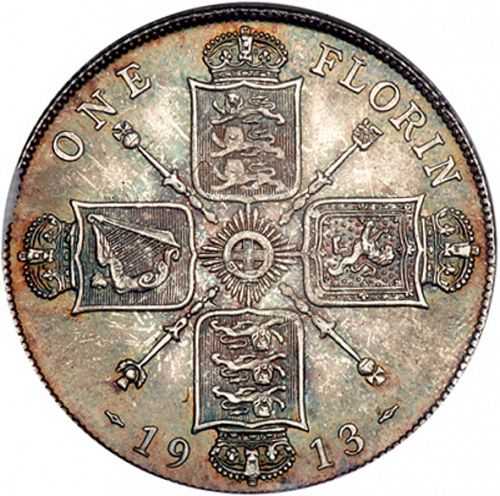 Florin Reverse Image minted in UNITED KINGDOM in 1913 (1910-36  -  George V)  - The Coin Database