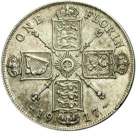Florin Reverse Image minted in UNITED KINGDOM in 1917 (1910-36  -  George V)  - The Coin Database