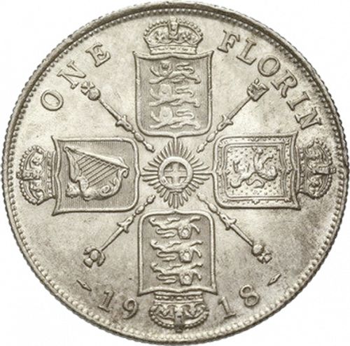 Florin Reverse Image minted in UNITED KINGDOM in 1918 (1910-36  -  George V)  - The Coin Database