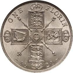 Florin Reverse Image minted in UNITED KINGDOM in 1921 (1910-36  -  George V)  - The Coin Database