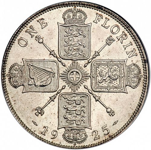 Florin Reverse Image minted in UNITED KINGDOM in 1925 (1910-36  -  George V)  - The Coin Database