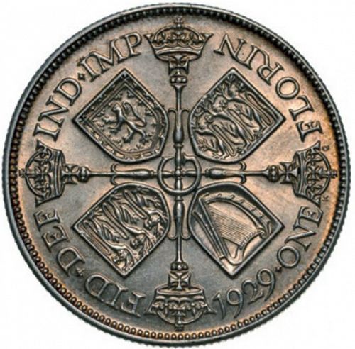 Florin Reverse Image minted in UNITED KINGDOM in 1929 (1910-36  -  George V)  - The Coin Database