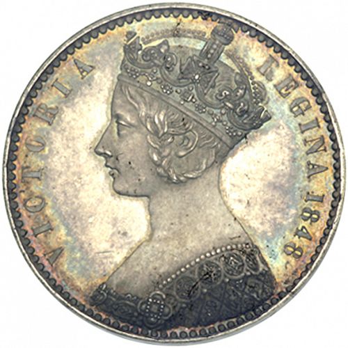 Florin Obverse Image minted in UNITED KINGDOM in 1848 (1837-01  -  Victoria)  - The Coin Database