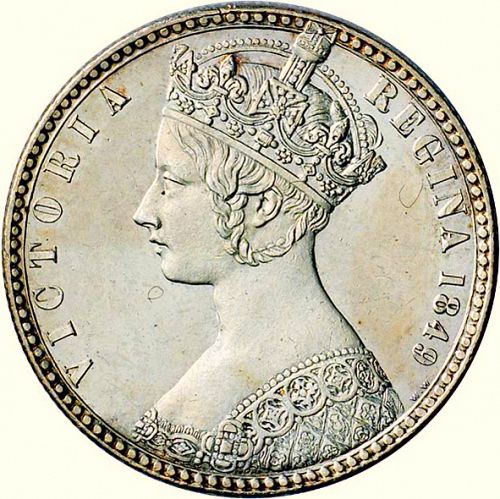 Florin Obverse Image minted in UNITED KINGDOM in 1849 (1837-01  -  Victoria)  - The Coin Database