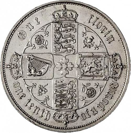 Florin Reverse Image minted in UNITED KINGDOM in 1853 (1837-01  -  Victoria)  - The Coin Database