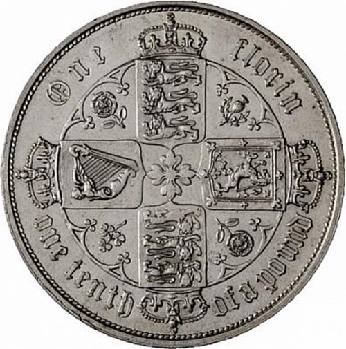 Florin Reverse Image minted in UNITED KINGDOM in 1857 (1837-01  -  Victoria)  - The Coin Database