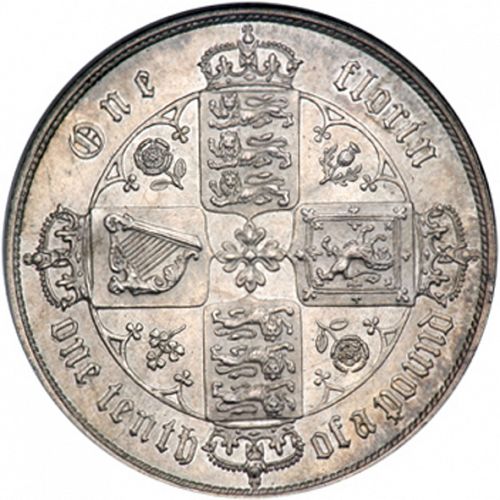 Florin Reverse Image minted in UNITED KINGDOM in 1869 (1837-01  -  Victoria)  - The Coin Database
