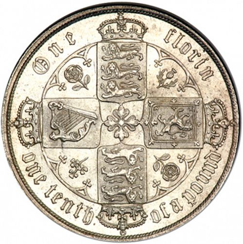 Florin Reverse Image minted in UNITED KINGDOM in 1872 (1837-01  -  Victoria)  - The Coin Database